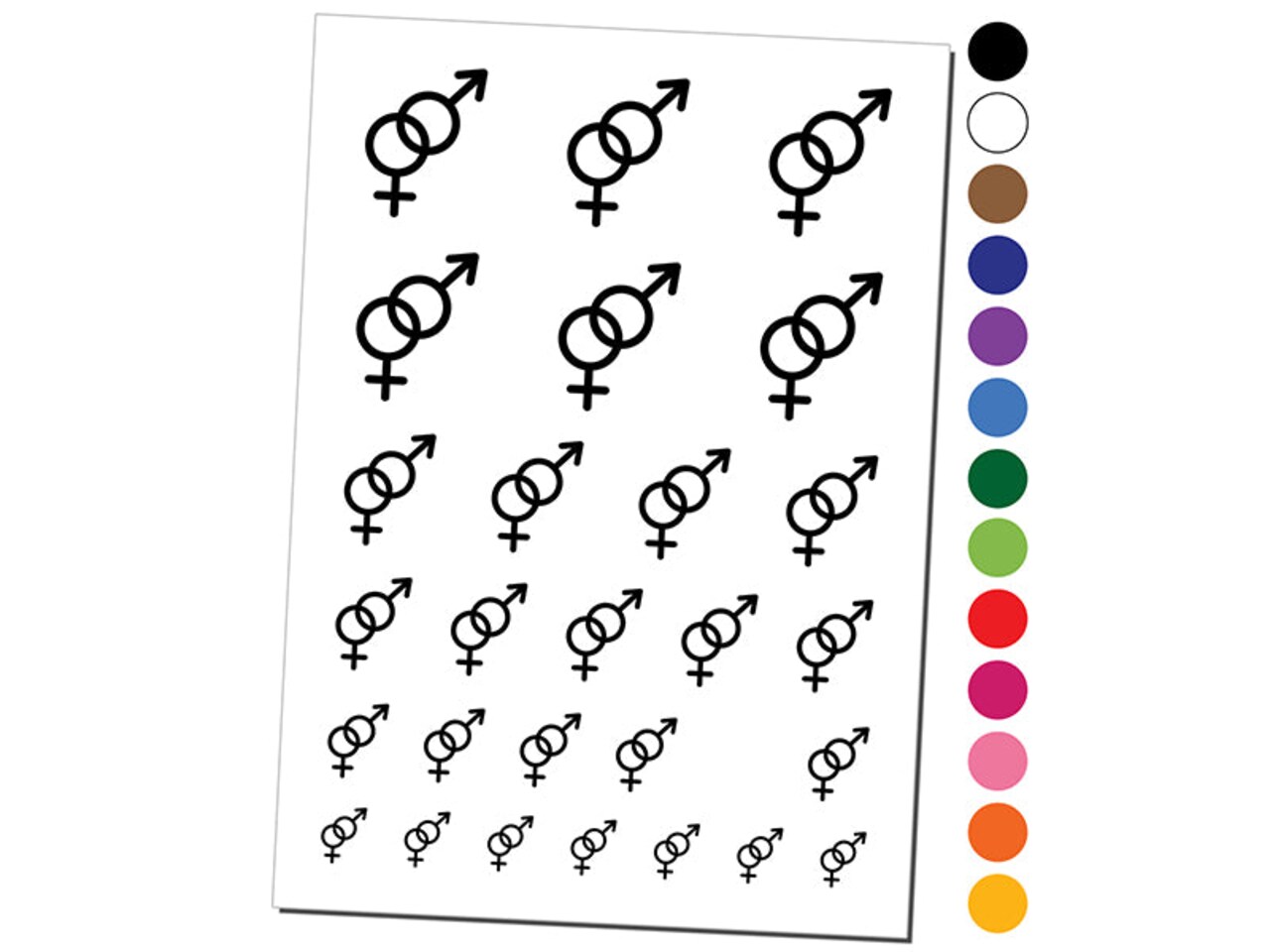 Interlocked Male and Female Sign Heterosexuality Gender Symbol Temporary Tattoo Water Resistant Set Collection